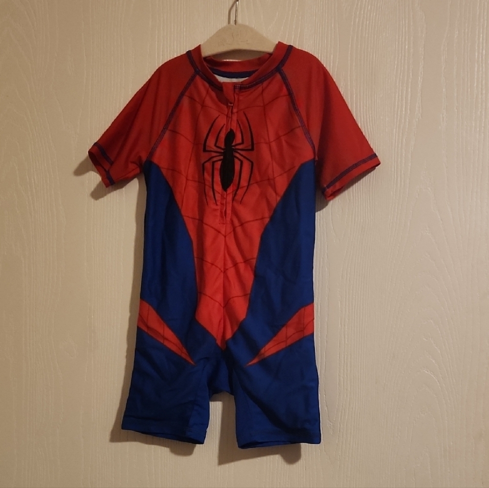 Spider-Themed Kids Swimsuit - Red and Blue